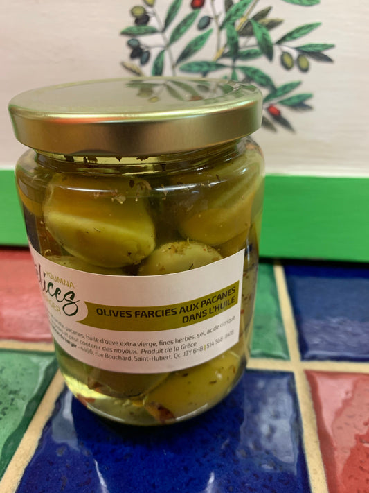 Olives vertes farcies aux pacanes 375 ml